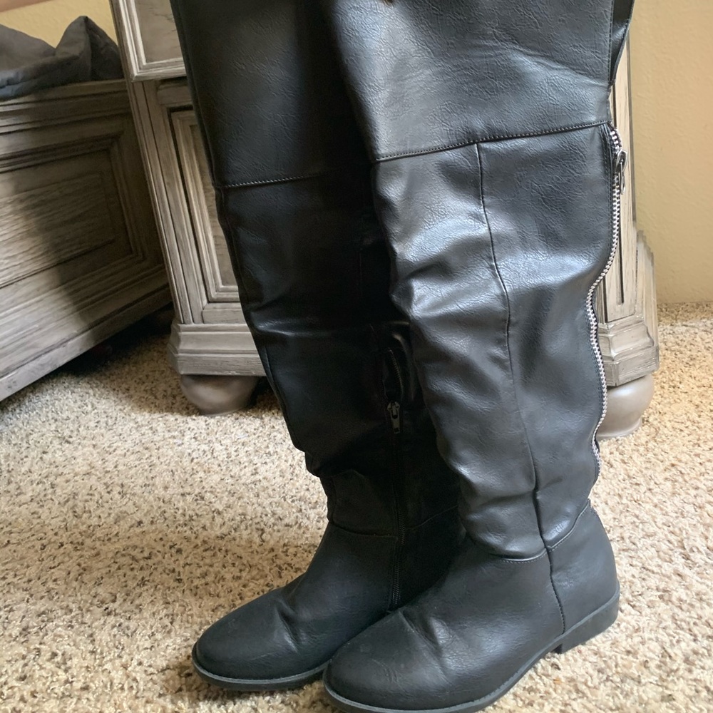 Over the knee black boots